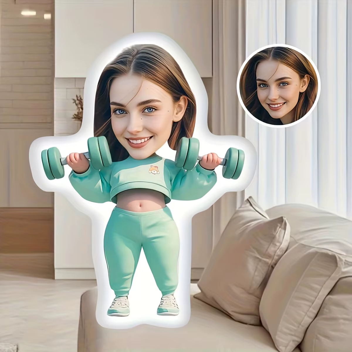 1 oreiller personnalisé en forme de dessin animé avec photo imprimée, cadeau personnalisé pour la Sa