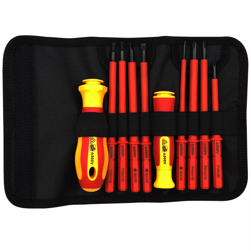 Jeu de tournevis isolés VDE à lame Interchangeable, avec étui magnétique 500V, outils pour électrici