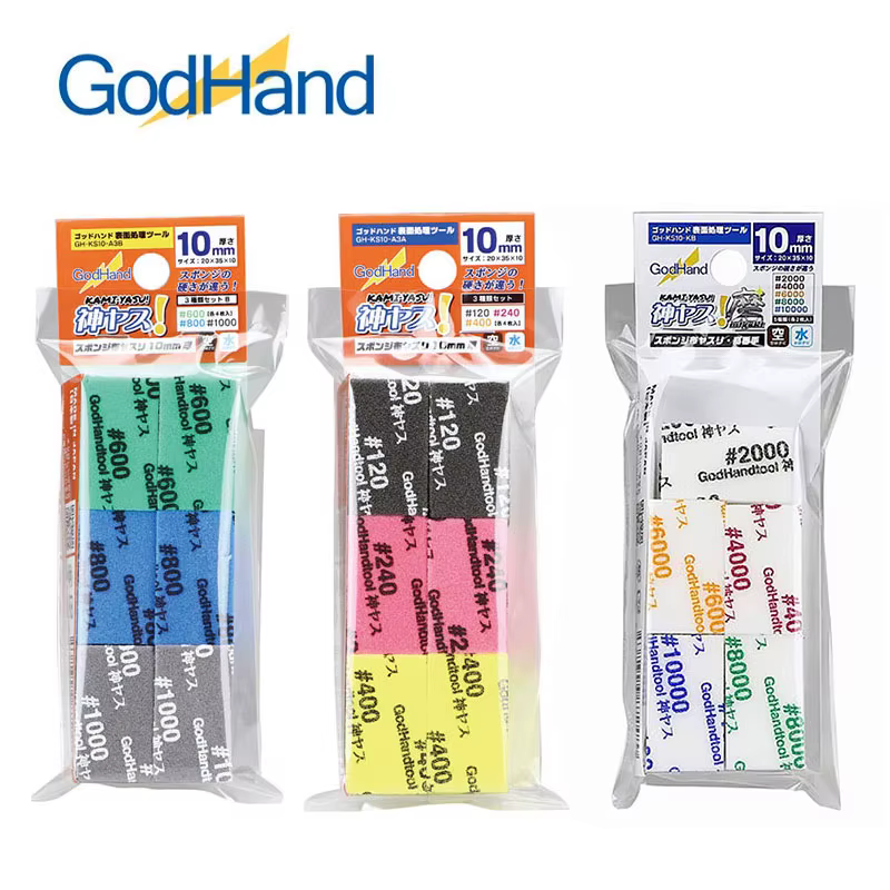 GodHand GH-KS10-A3A/KS10-A3B/KS10-KB Éponge de ponçage Kamiyasu 10 mm d'épaisseur 120-10000 #   Outi