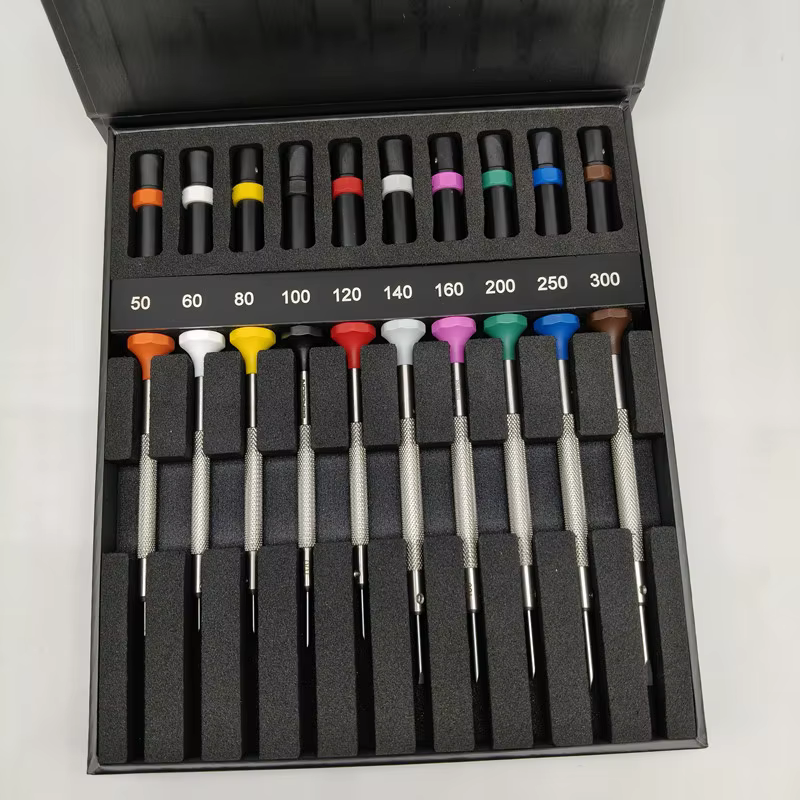 Tournevis de réparation de montres BERGEON 30081-A10, boîte en bois, tournevis droit 10 pièces 0.5-3
