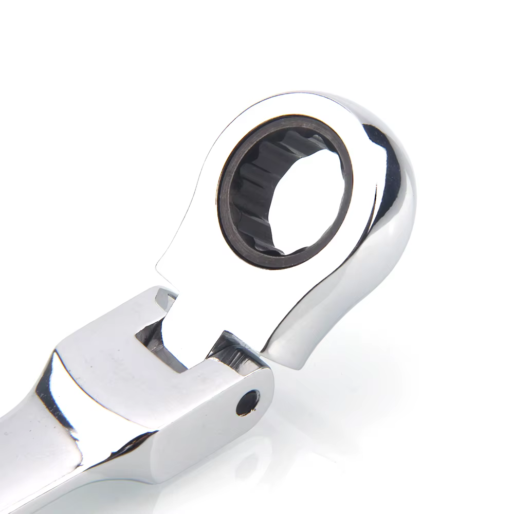 Clé à cliquet monobloc 72 dents à tête flexible finition miroir