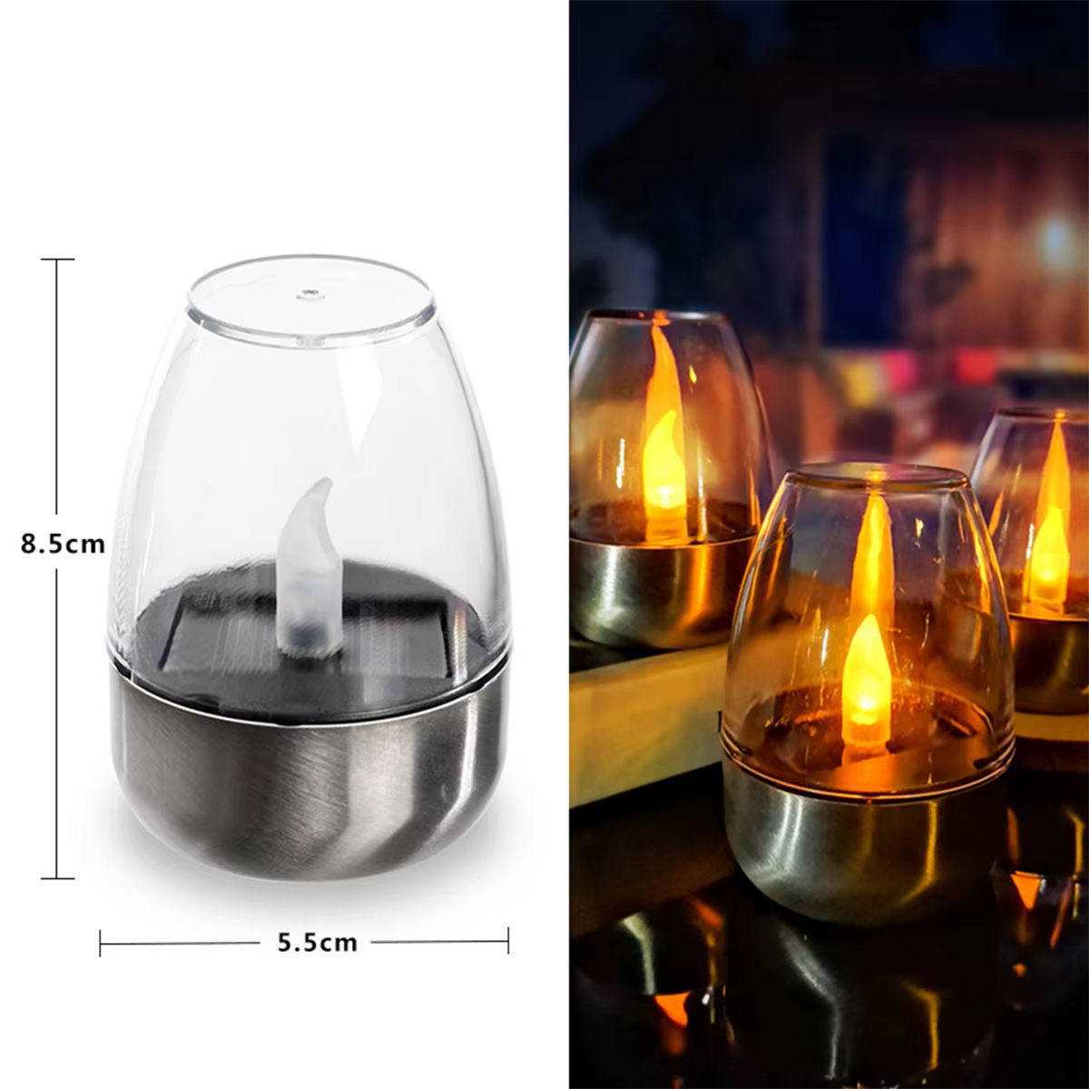 Bougie solaire Led sans flamme, bougies chauffe-plat, lumières de fête, lampe de Table d'extérieur d
