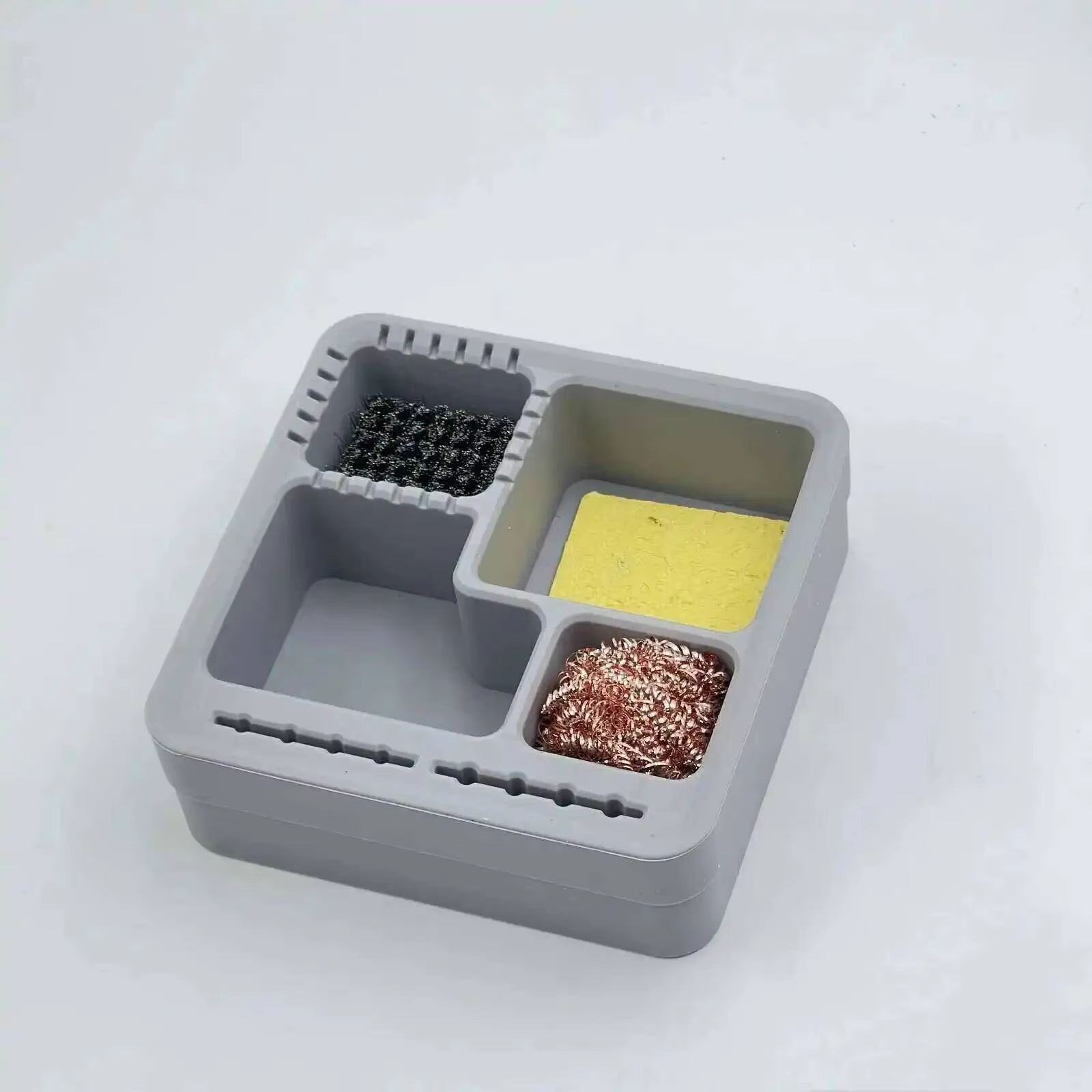 Boîte de nettoyage de scories en fer à souder en Silicone, réparation de brosse en acier avec pointe