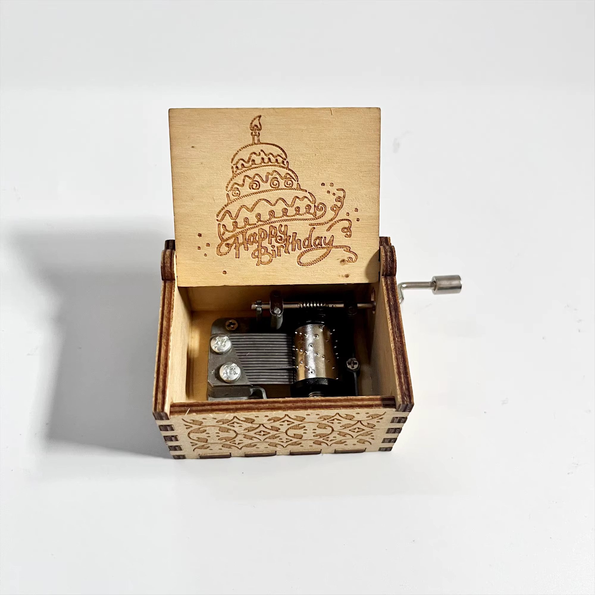 Boîte à musique miniature en bois à manivelle, mélodie mécanique 'You Are My Sunshine' |   Décoratio