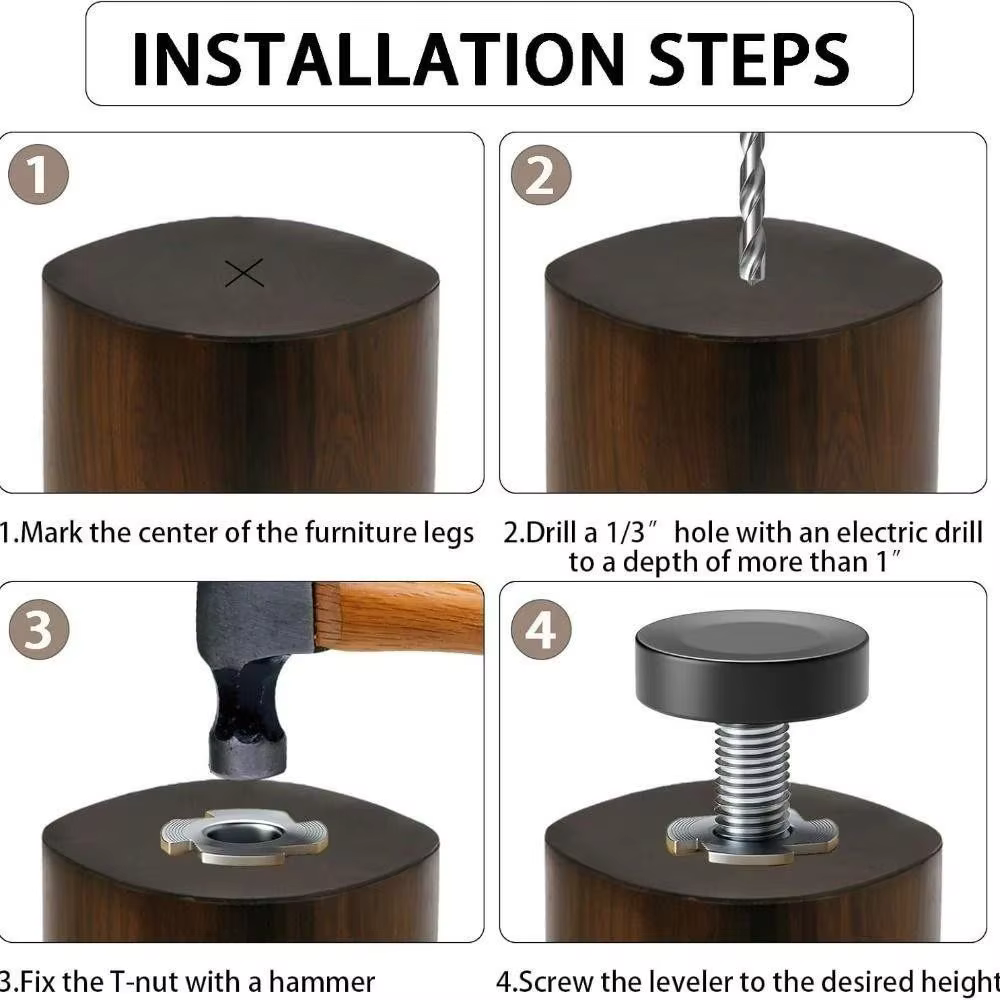 8PCS Gifts Adjustable Furniture Leveling Feet Furniture Levelers Hardware Tools Leg Levelers Table F