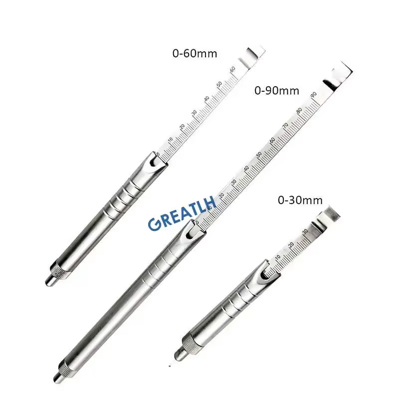 Jauge de profondeur 0mm à 30mm /60mm/40mm/90mm, Instruments chirurgicaux vétérinaires orthopédiques