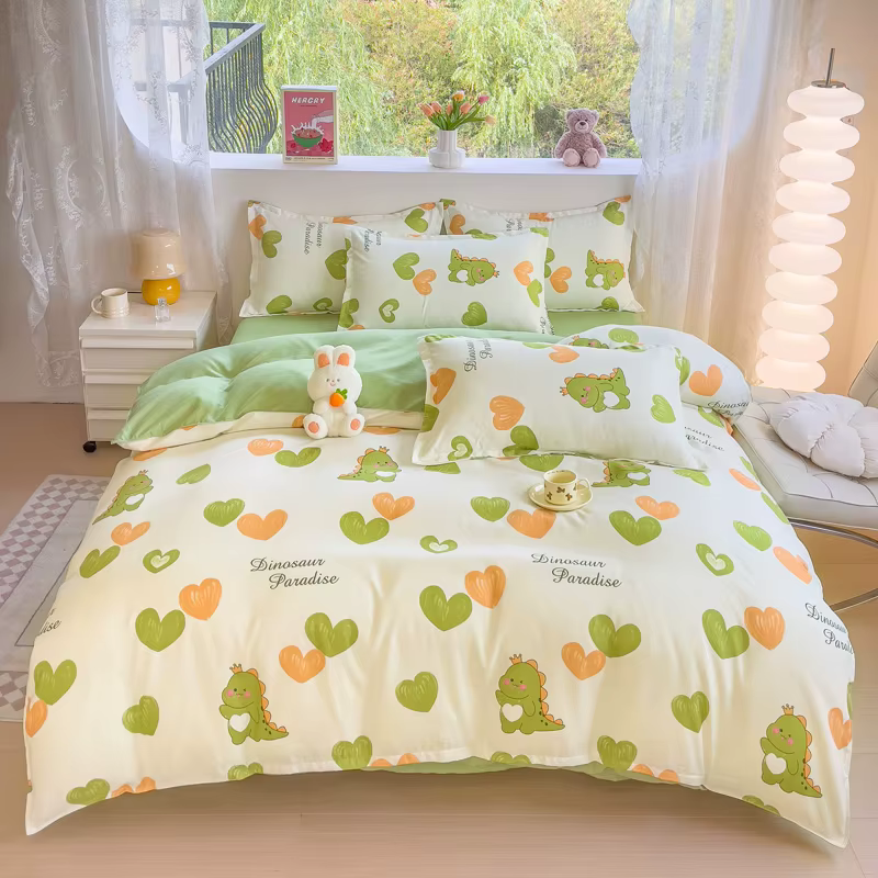 Parure de lit imprimée brossée ou housses de couette simples, douces, respirantes et respectueuses d