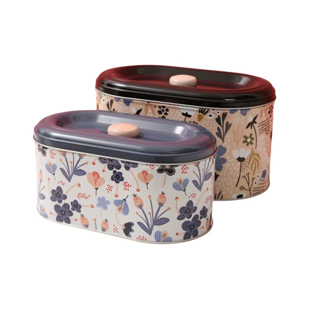 Lot de 2 boîtes de rangement en fer blanc de style européen, grande capacité, mignonnes, anti-poussi