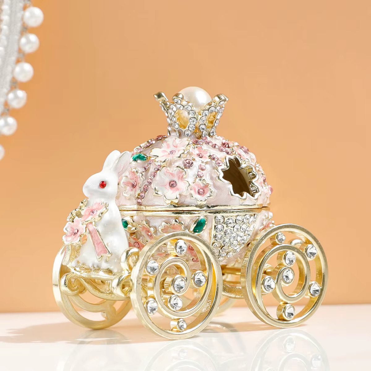 SIQIZHOU boîte à bagues de mariage fleur de cerisier lapin chariot boîte à bijoux collier boucles d'