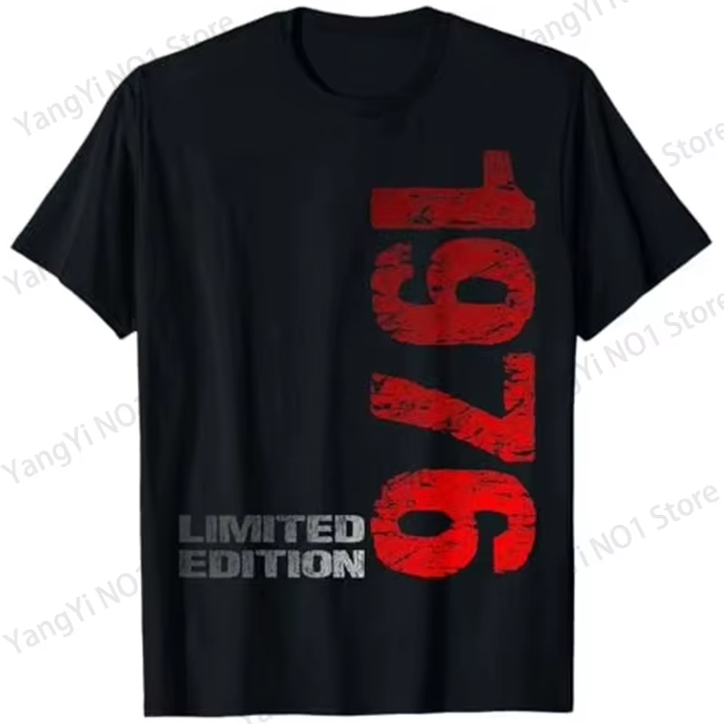 Cadeaux pour les 49 ans, pour hommes et femmes, t-shirt vintage 1976, imprimé graphique personnalisé