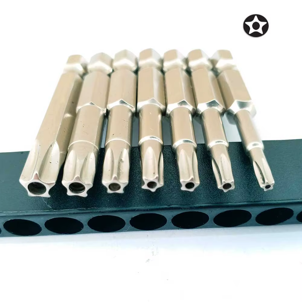 Embouts de tournevis Torx à 5 points 50mm S2, tournevis étoile magnétique 1/4 ", tige hexagonale T10