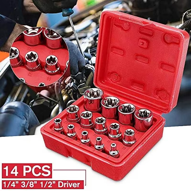 Jeu de douilles en forme d'étoile femelle Torx Bit, outil de réparation de voiture, 5/14 pouces, 1/4