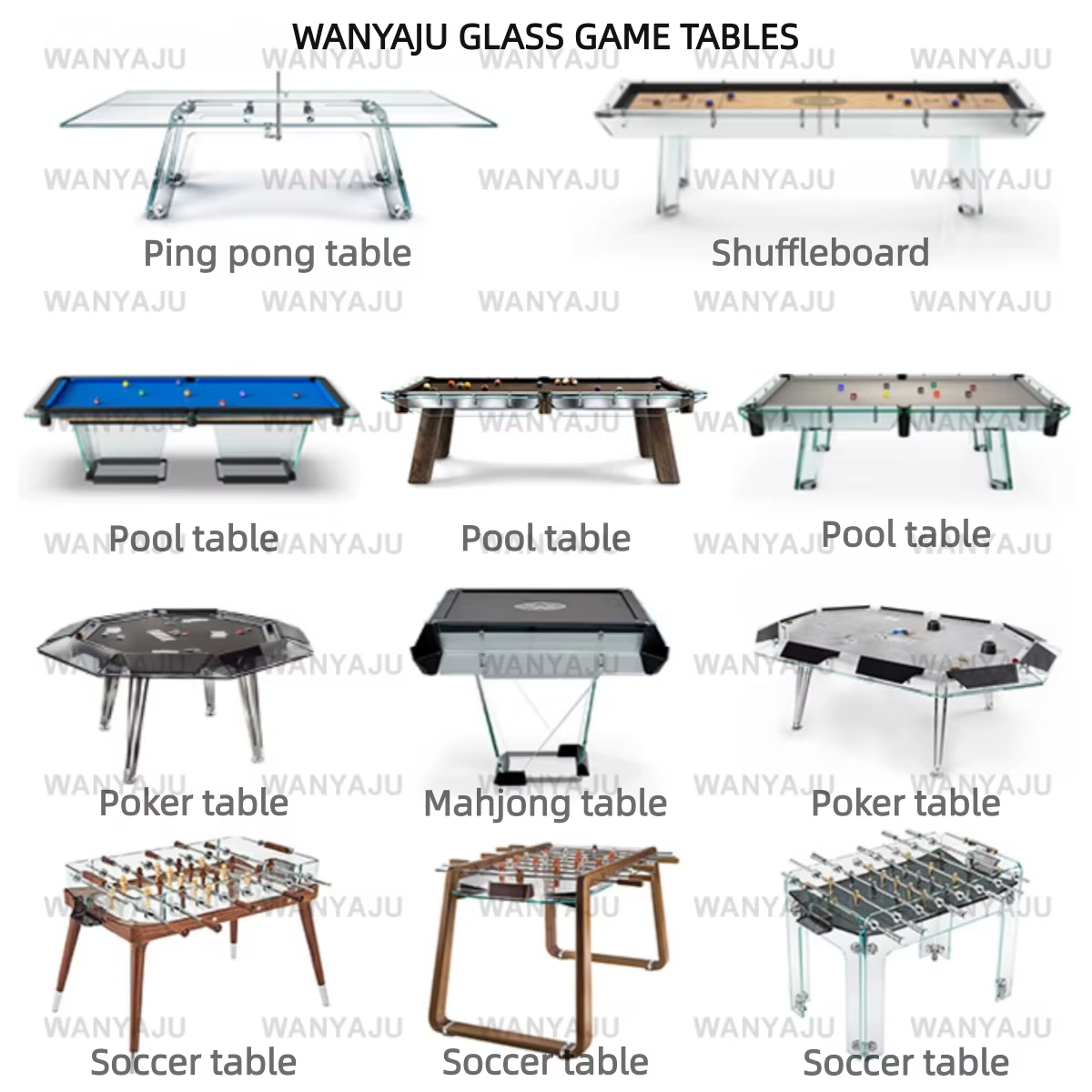 Table de billard de luxe en verre de haute qualité avec plateau de salle à manger, personnalisable e