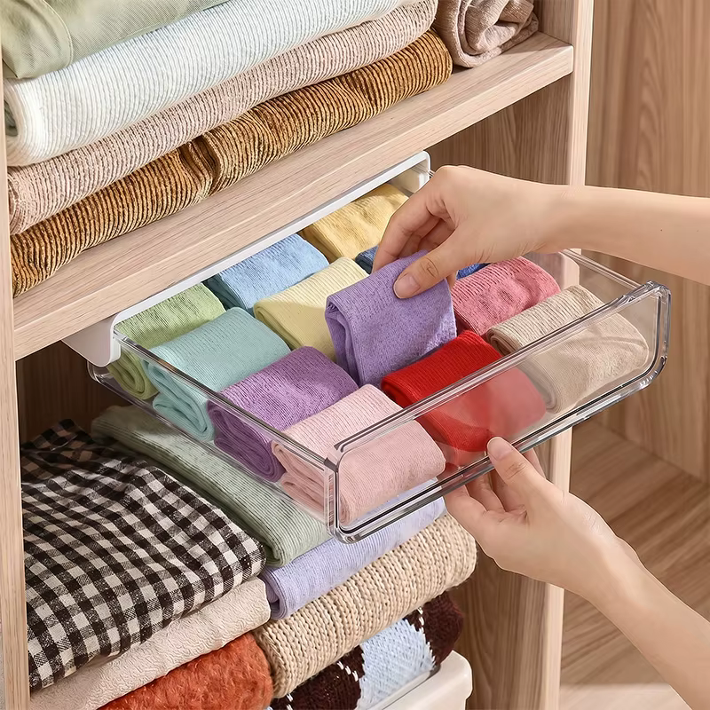 Tiroir de rangement sous le bureau, auto-adhésif, sans perçage, boîte organisatrice cachée pour le b