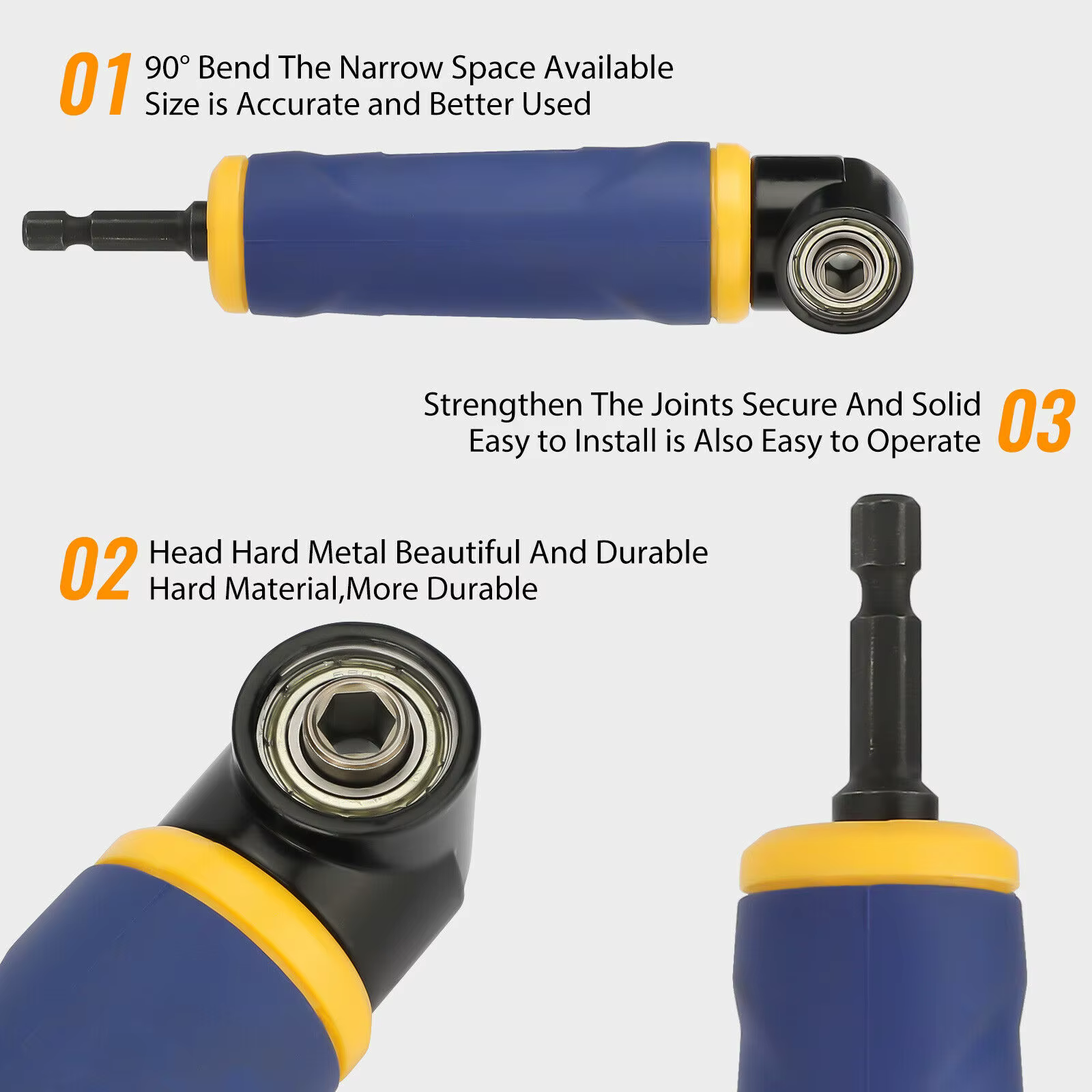 Adaptateur magnétique à tige hexagonale 90/105/360 degrés 1/4 ", perceuses à cintrer, tournevis à cl