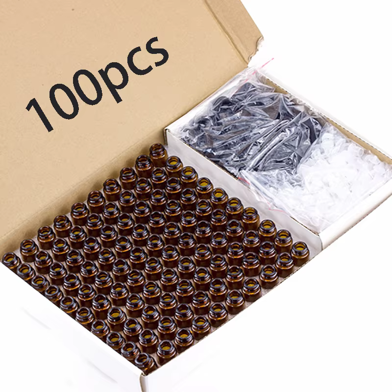 Boîte cadeau pour bouteilles d'huiles essentielles, 100 pièces, bouteille en verre brun de 3ml avec 