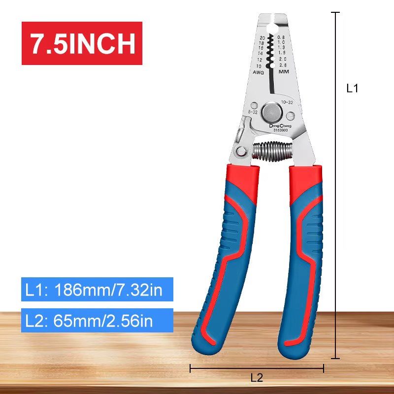 Pince à dénuder ergonomique de 7,5 pouces, dénudeur multifonction en acier inoxydable 0,8-6 mm, outi