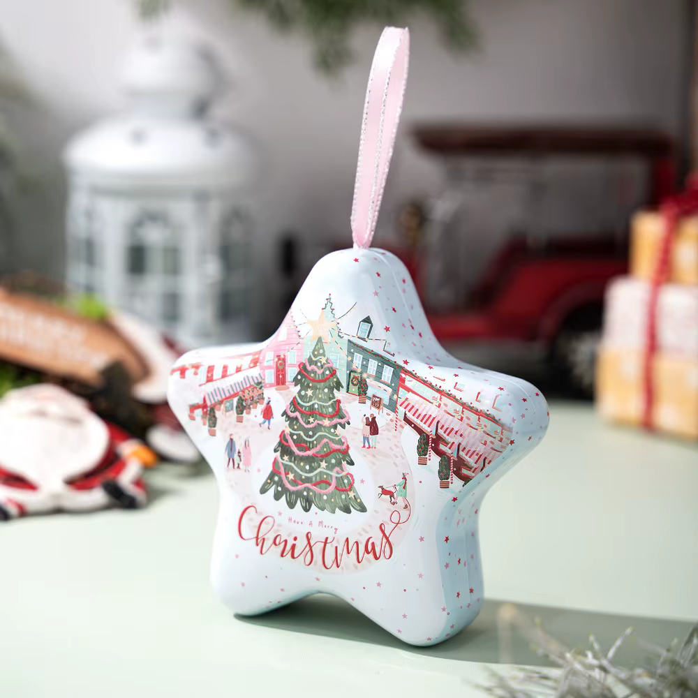 Boîte de noël multifonctionnelle en fer blanc avec corde, boîte en forme d'étoile, Style élégant, De
