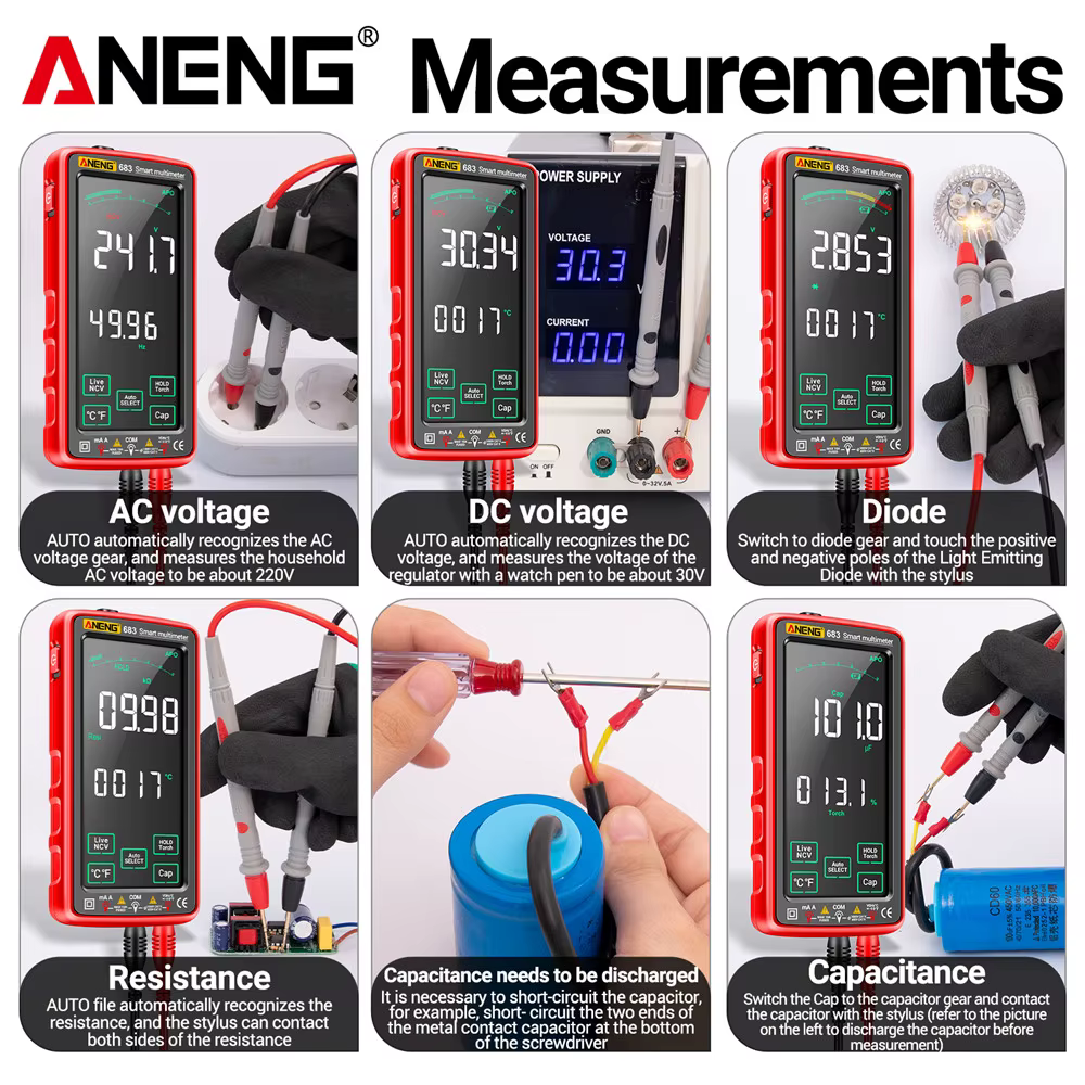 ANENG 683 multimètre intelligent haut de gamme tactile 6000 points multimètre Test multitesteur Rech