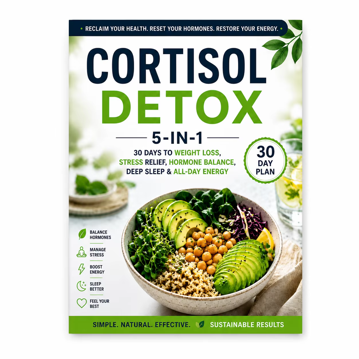 Détox Cortisol 5-en-1 : Guide de 30 jours pour la perte de poids, le soulagement du stress, l'équili