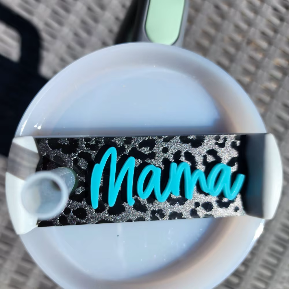 Tasse en verre personnalisée avec plaque nominative |   Couvercle de tasse en verre avec plaque nomi