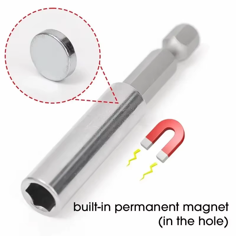Adaptateur de support de douille de vis hexagonale 1/4, Extension de 6 tailles, tournevis magnétique