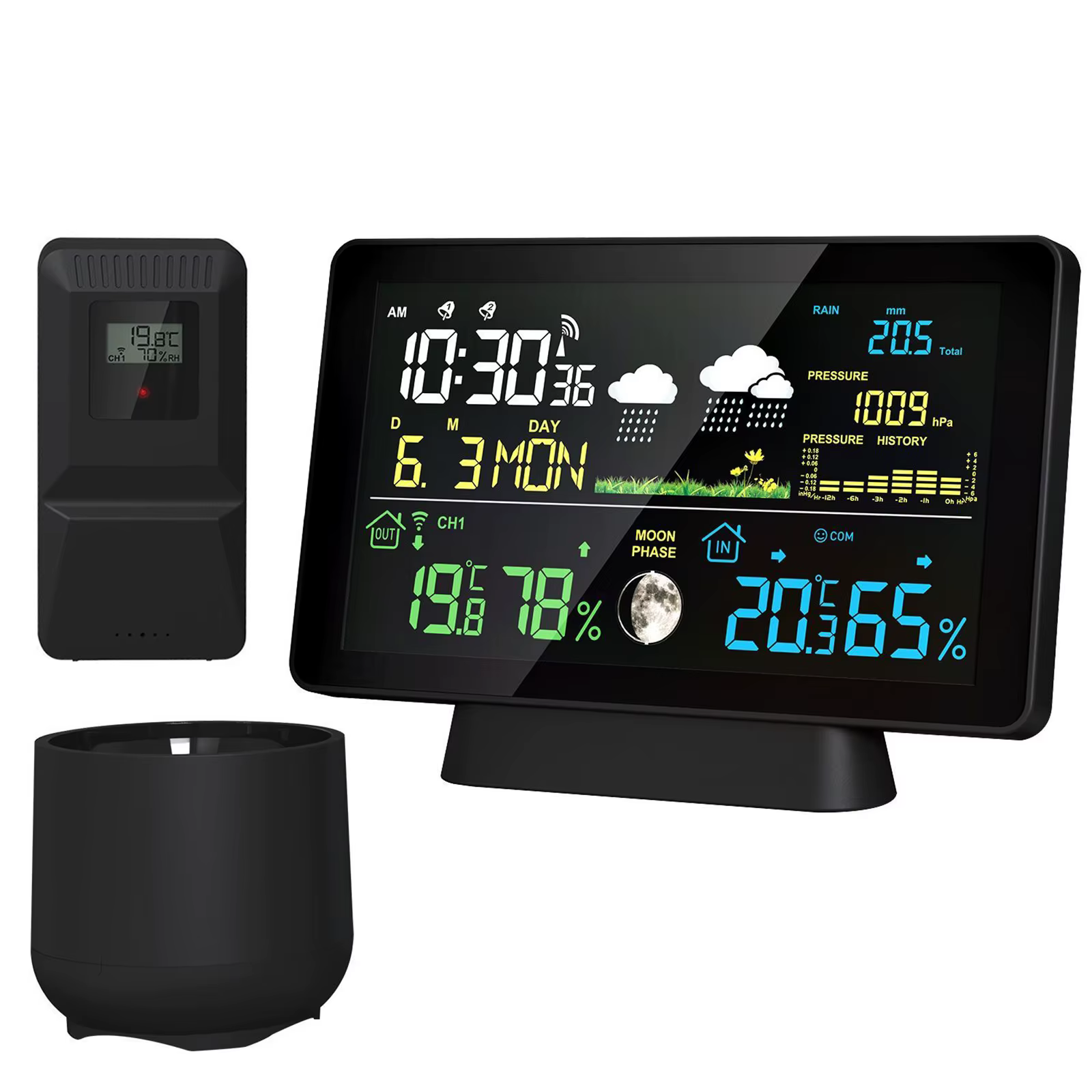 Station météo sans fil intérieure/extérieure, thermomètre, heure, Date, Signal Radio, pression d'air