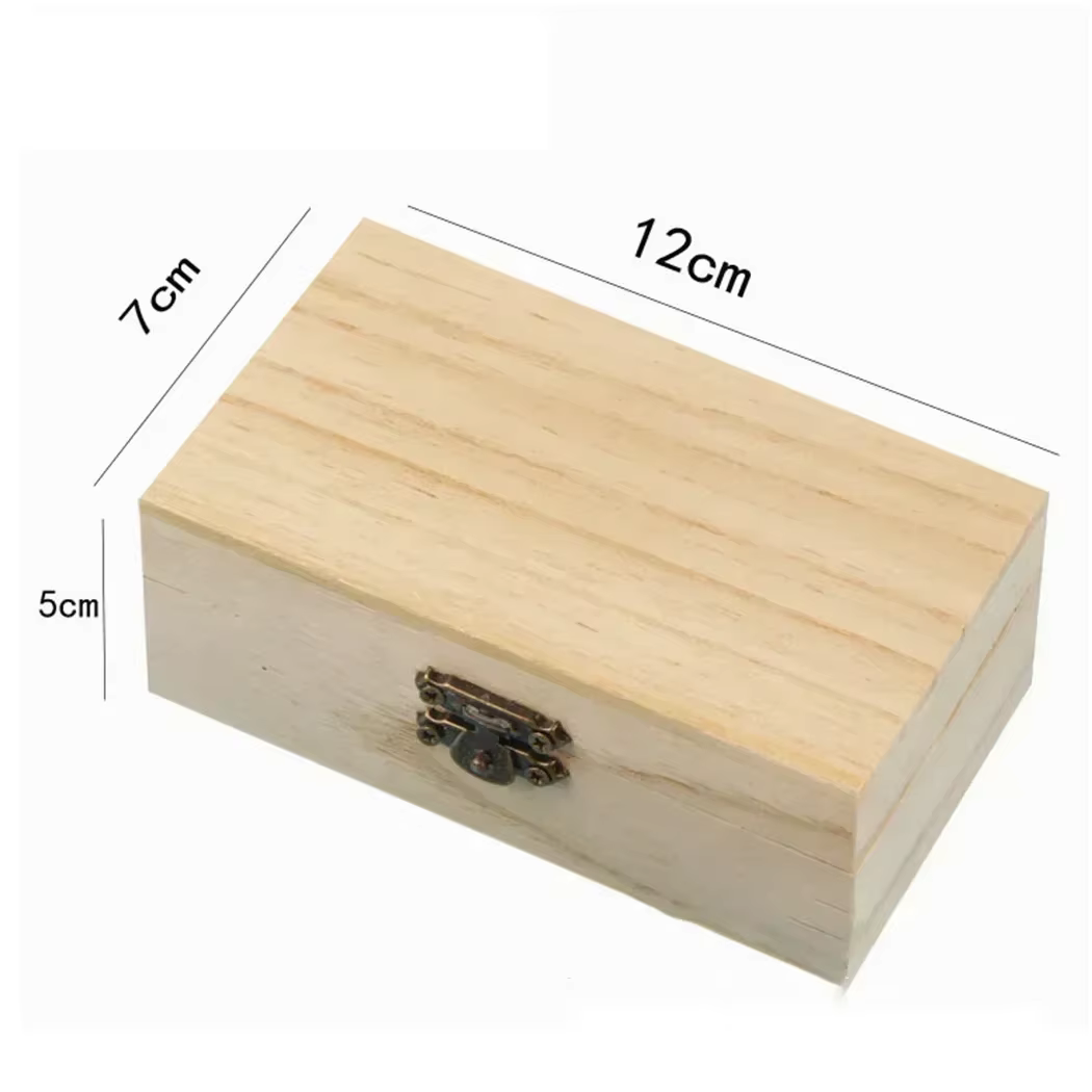 Boîte de rangement en bois massif avec couvercle, boîtes cadeaux artisanales carrées à charnière de 