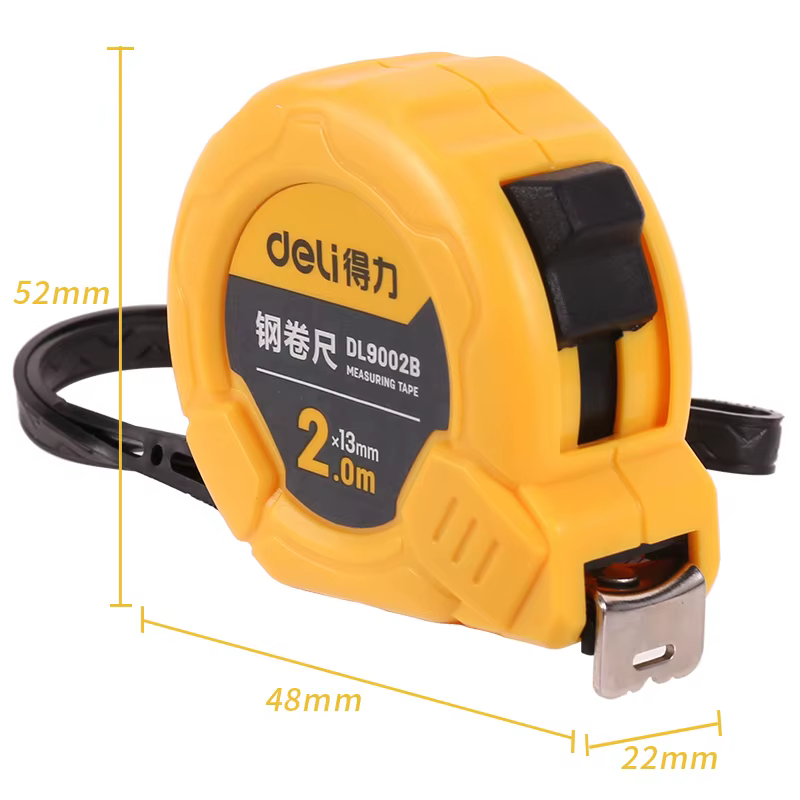 Deli – ruban à mesurer rétractable universel de 2m, avec bouton antidérapant, ruban à mesurer métriq
