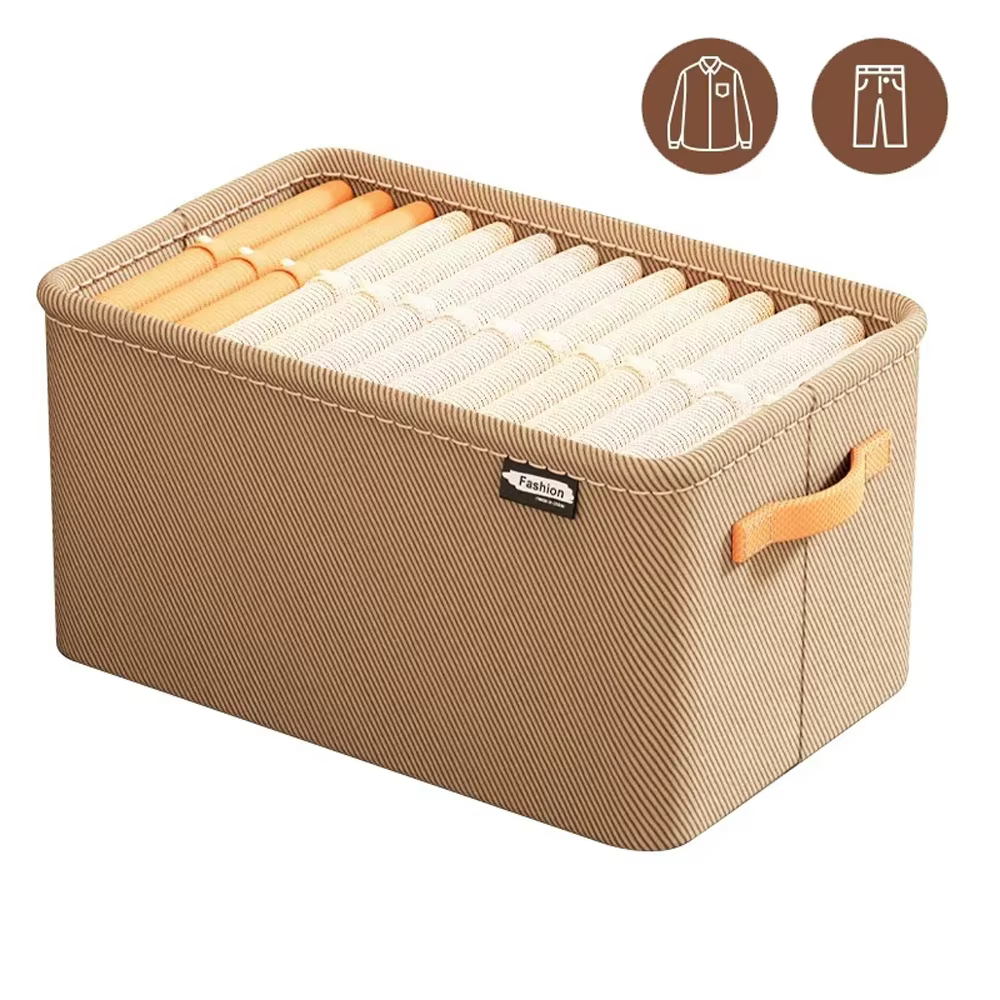 Panier de rangement pliable de grande capacité avec cadre en acier épais, bac organisateur en tissu