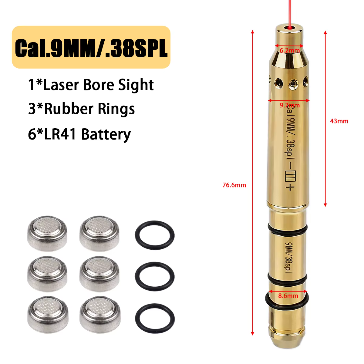 Laser rouge pour alignement de canon .177 .22LR 7.62 9mm 6.5mm 7mm .38spl .223 Cal, balles d'entraîn