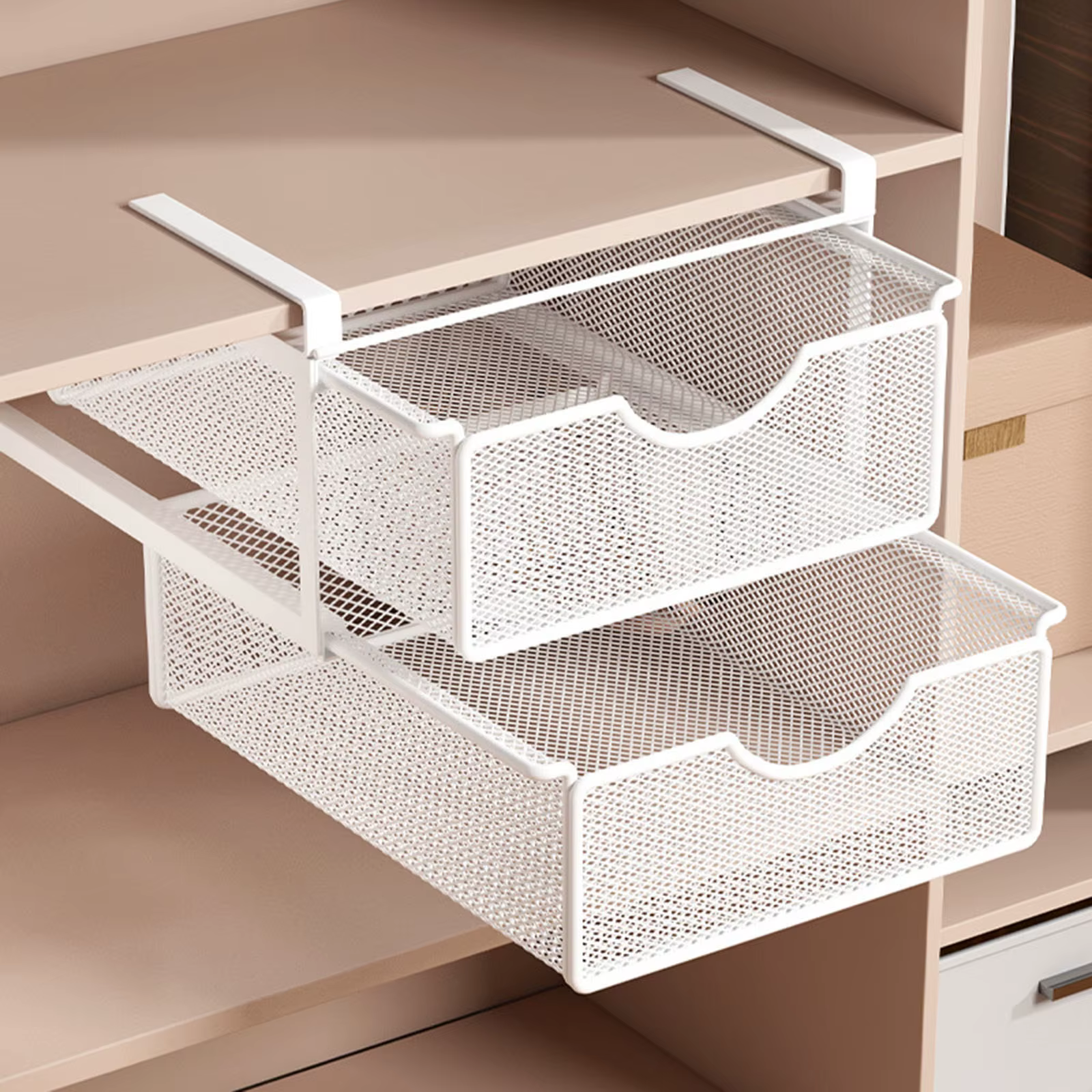 Panier de rangement sous étagère