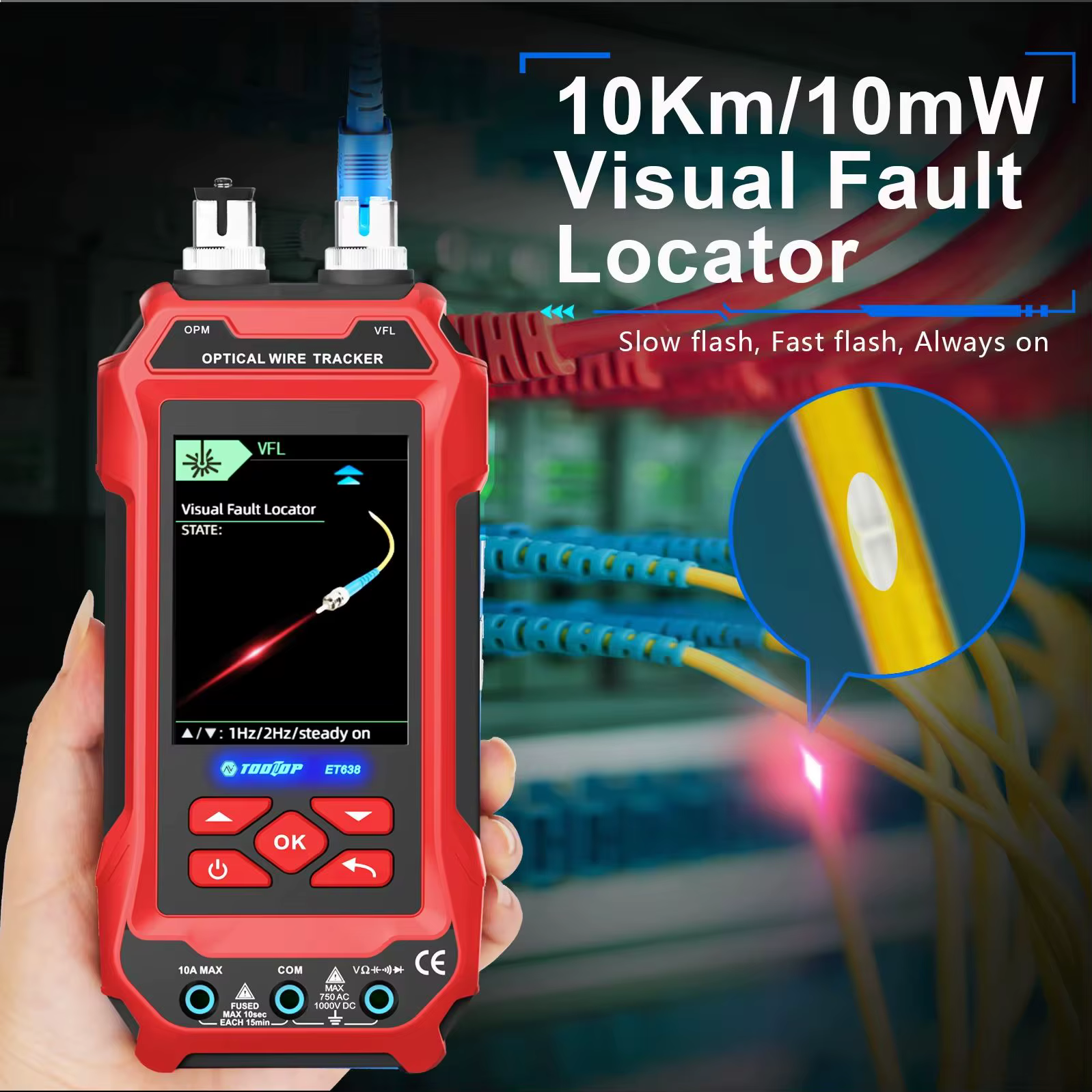 TOOLTOP -Testeur de câble Ethernet, multimètre, compteur de puissance optique, laser rouge, sans bruit, passage de câble, tension POE, QC, CriAJTest