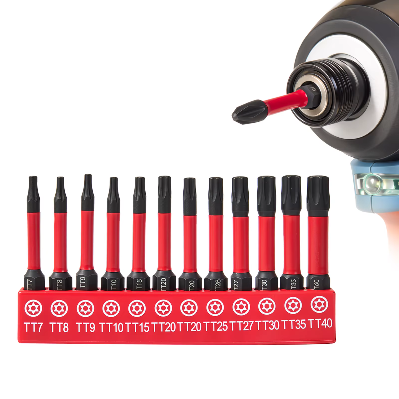 Geinxurn 12 pièces 50mm TORX jeu d'embouts tournevis embouts jeu de douilles pour l'amélioration de l'habitat et les projets de bricolage