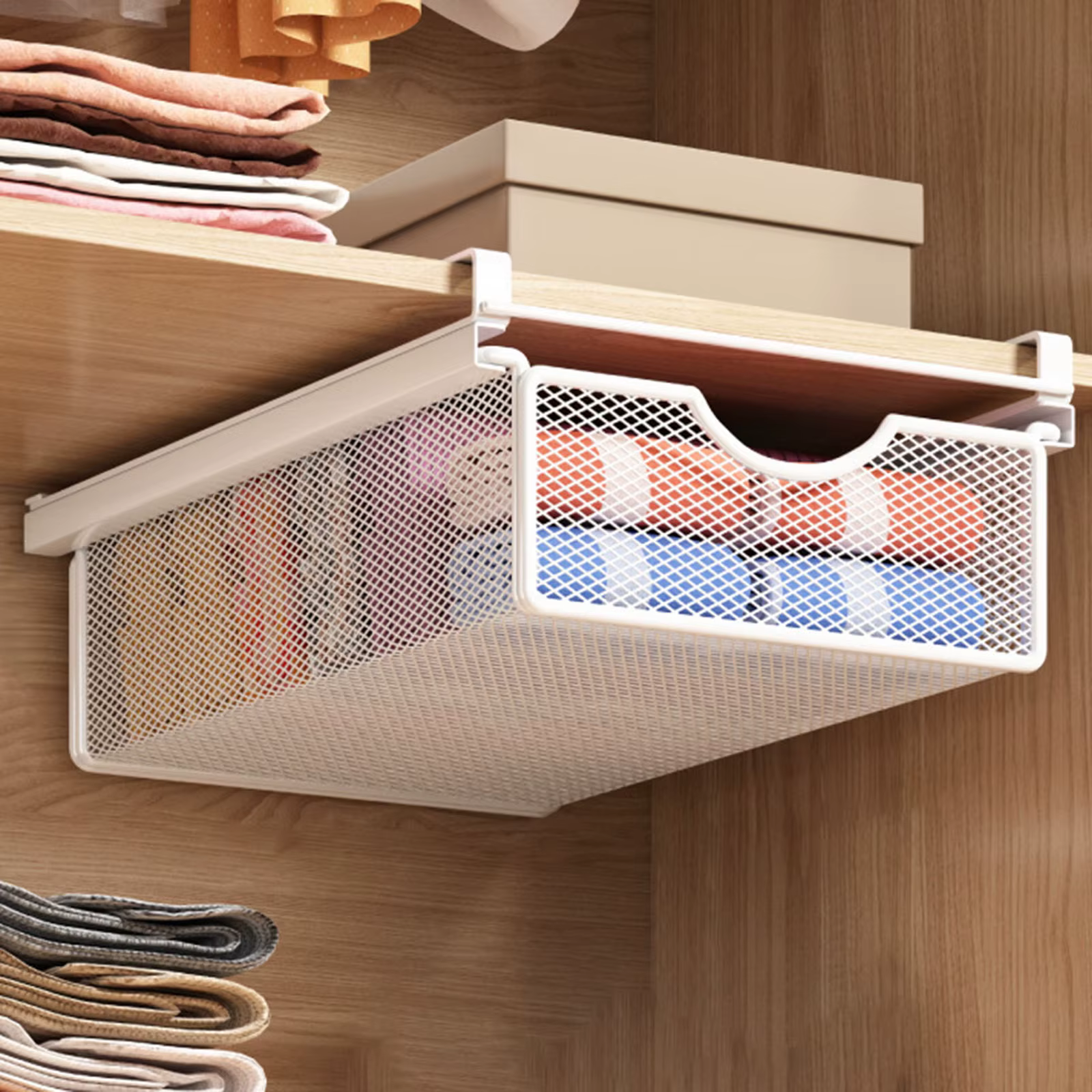 Panier de rangement sous étagère