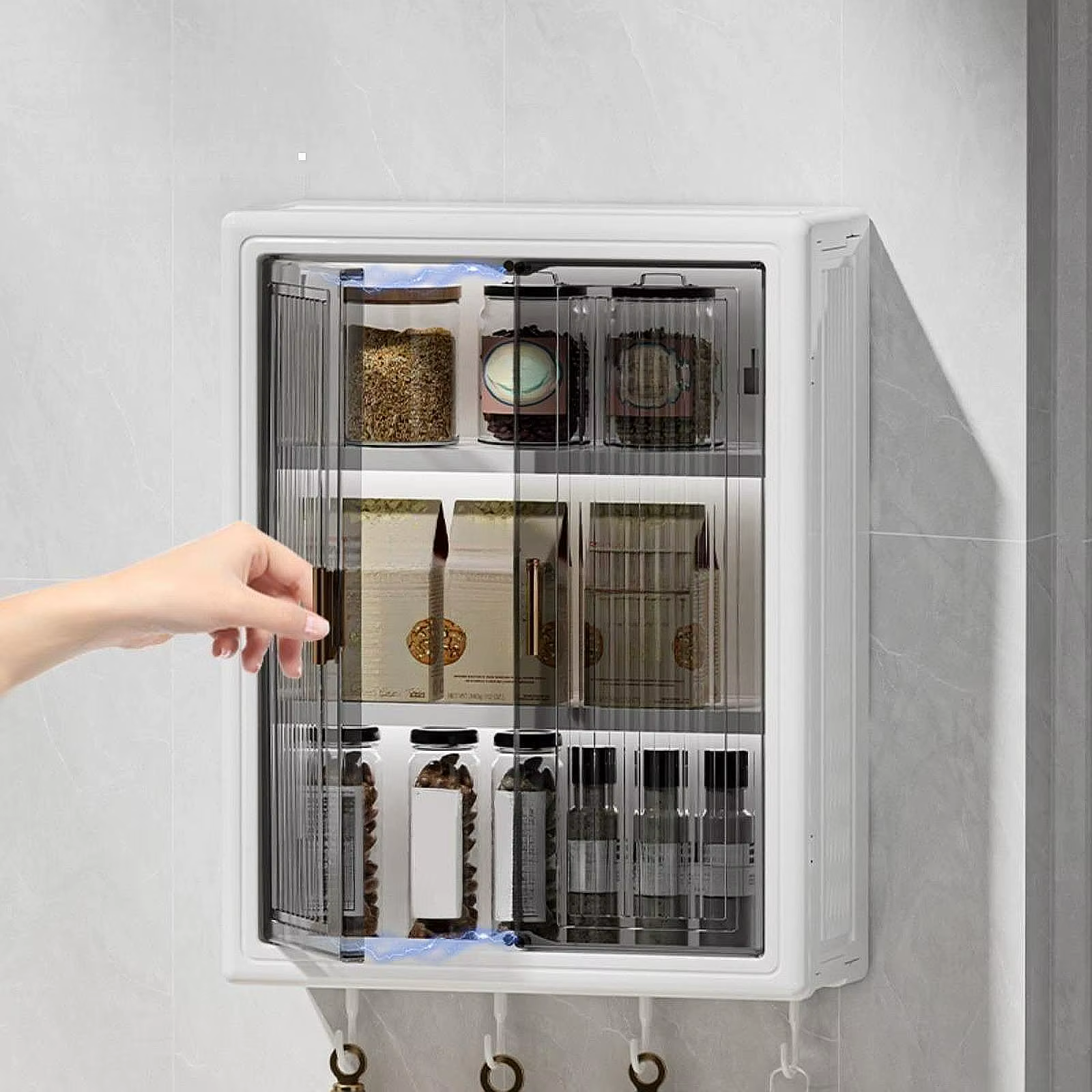 Armoire de rangement murale pour salle de bain, anti-poussière, étanche, sans perçage, support pour articles de toilette, boîte de rangement pour cosmétiques, pour chambre à coucher