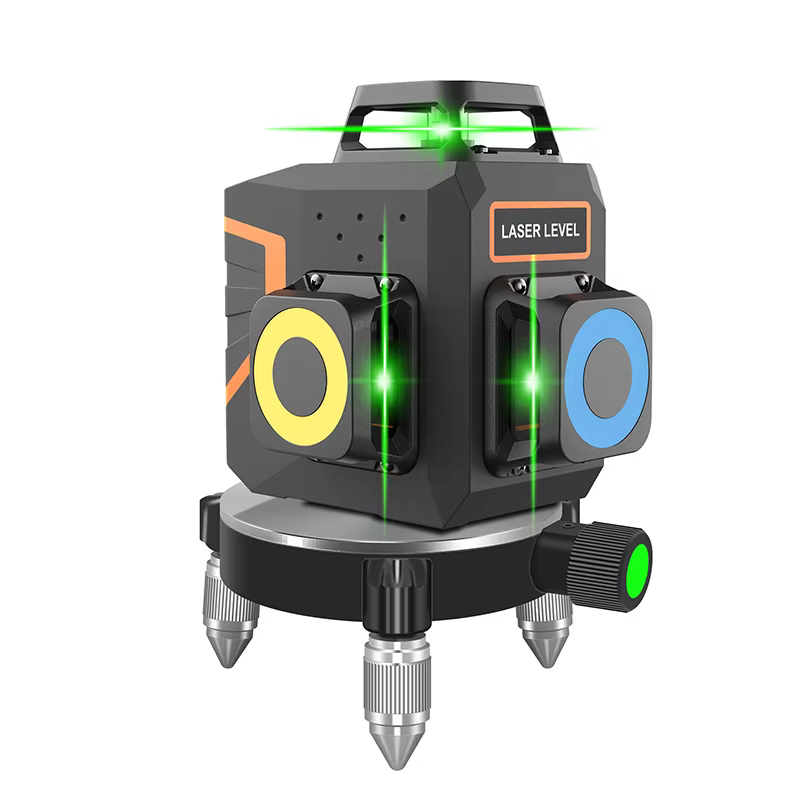 Niveau laser BOAYAL auto-nivelant 3x360 ° Ligne croisée verte 3D 12 pour la construction, batterie rechargeable 4000mAh, télécommande