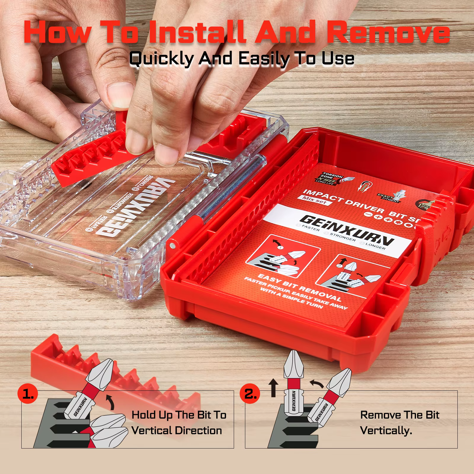 Geinxurn 1 boîte de rangement en plastique rouge avec 3 bandes de séparation longues et 3 courtes – Compartiments réglables
