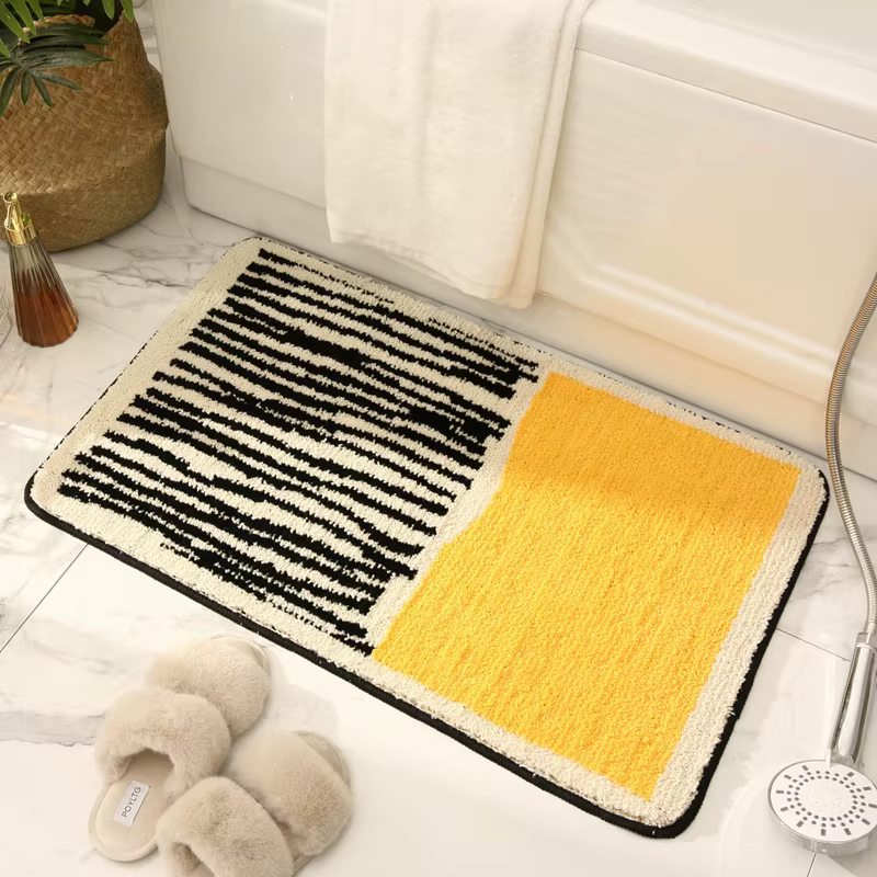 Nouveau tapis de salle de bain absorbant Simple, porte rayée de luxe, antidérapant, d'entrée, coussinet de pied, toilettes, côtés de baignoire, 50x80 CM
