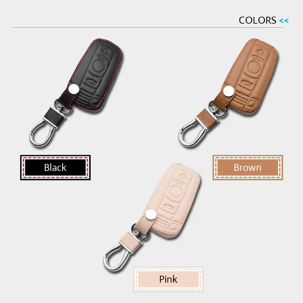 Étui de clé de voiture en cuir pour BMW