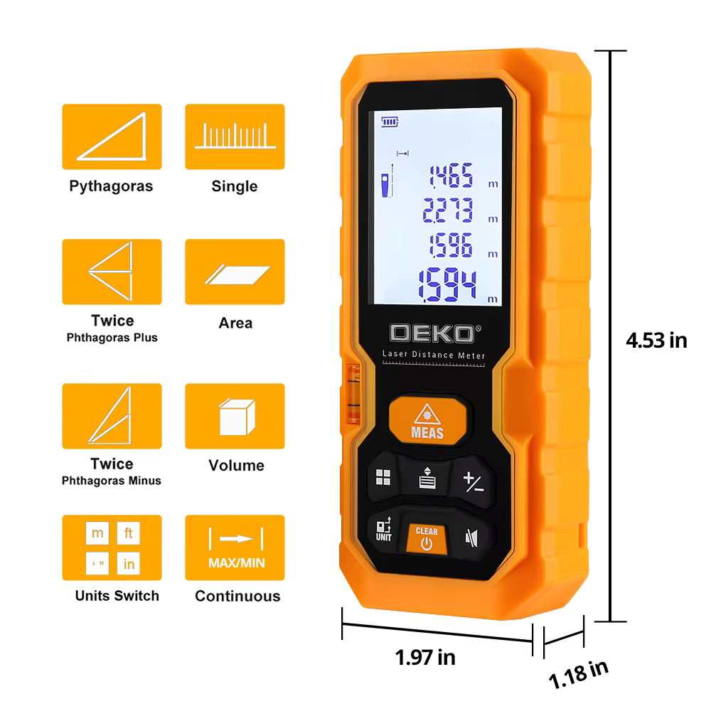 DEKO DKLD05 télémètre Laser portatif 40M 60M 80M 100M Mini
