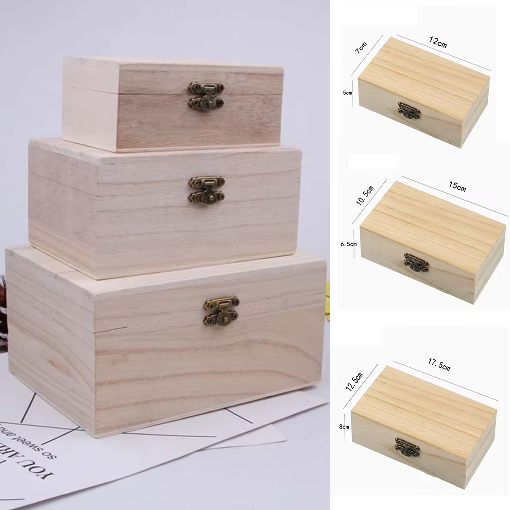 Boîte de rangement en bois avec couvercle
