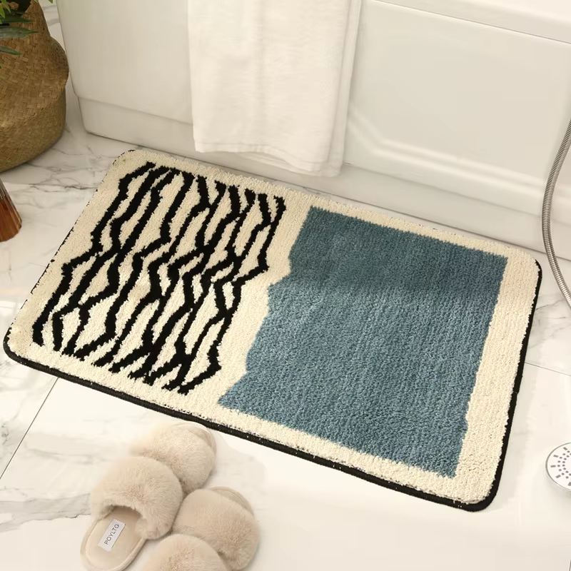 Nouveau tapis de salle de bain absorbant Simple, porte rayée de luxe, antidérapant, d'entrée, coussinet de pied, toilettes, côtés de baignoire, 50x80 CM
