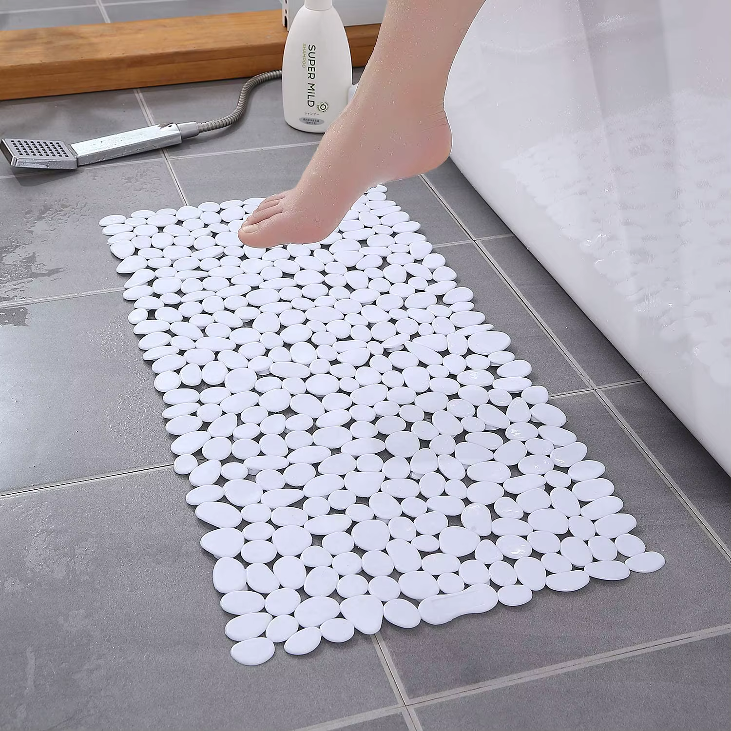 Tapis de sol antidérapant de sécurité, tapis de salle de bain, baignoire, douche, tapis de galets en caoutchouc environnemental pour enfants et personnes âgées handicapées