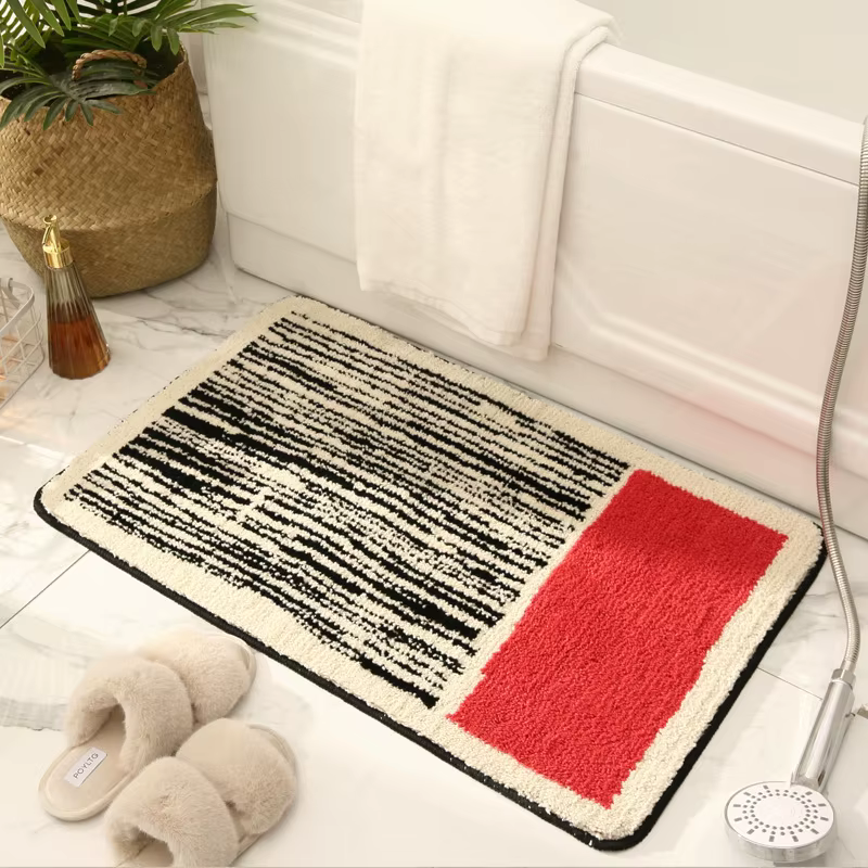 Nouveau tapis de salle de bain absorbant Simple, porte rayée de luxe, antidérapant, d'entrée, coussinet de pied, toilettes, côtés de baignoire, 50x80 CM