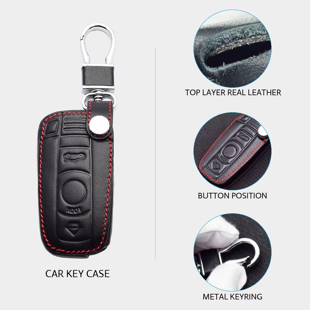 Étui de clé de voiture en cuir pour BMW
