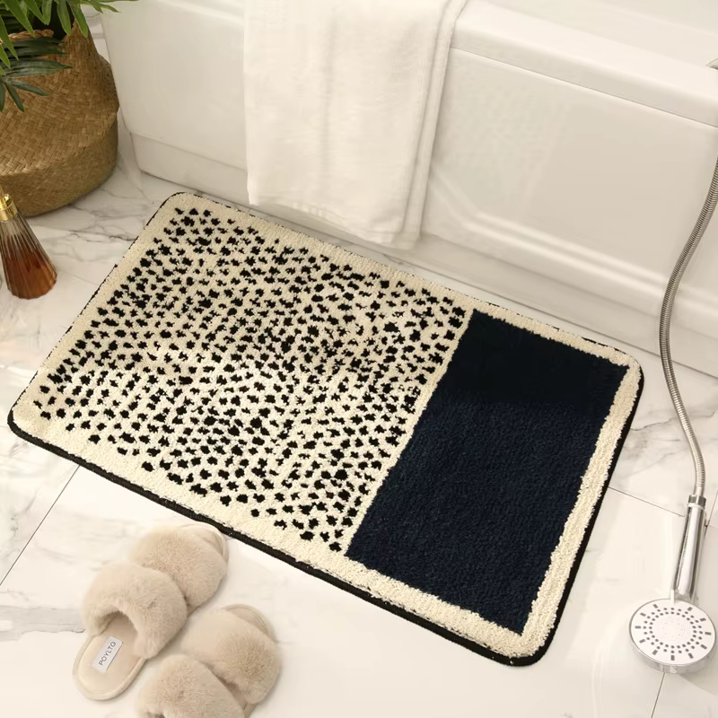 Nouveau tapis de salle de bain absorbant Simple, porte rayée de luxe, antidérapant, d'entrée, coussinet de pied, toilettes, côtés de baignoire, 50x80 CM