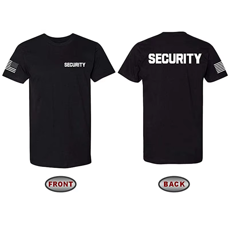 T-shirt unisexe à deux côtés du personnel de garde de sécurité