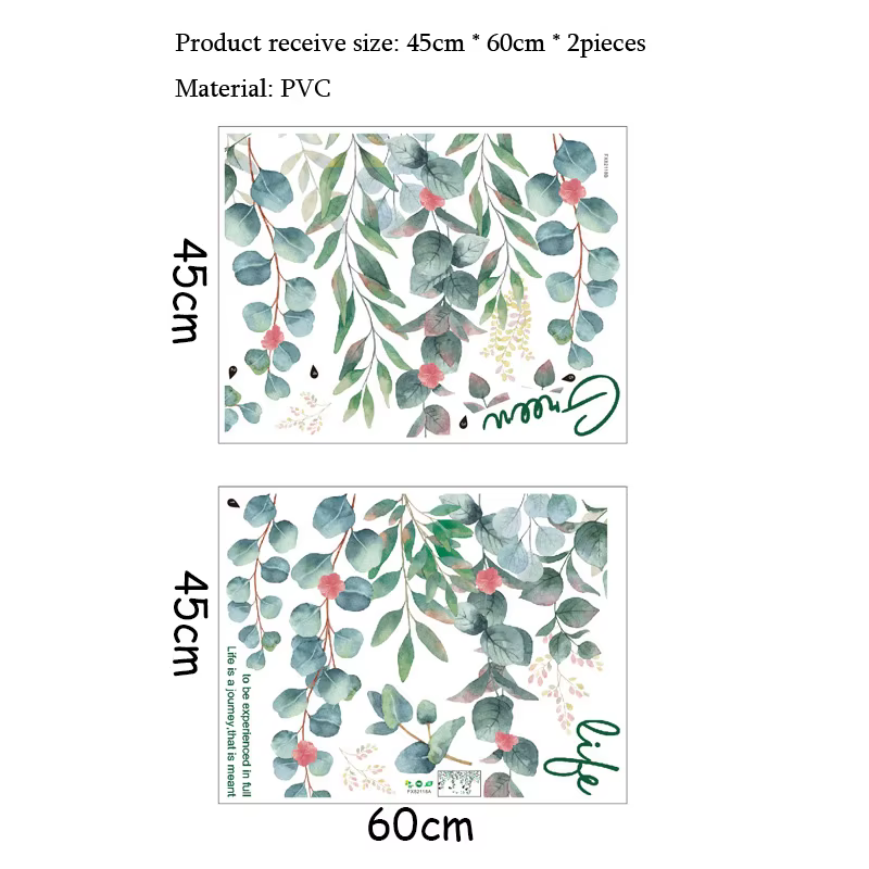 Autocollant mural en feuilles de vigne verte Green Life