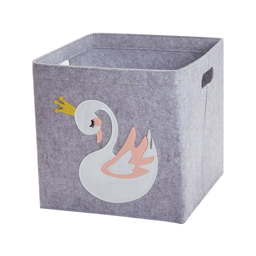 Cube de 11 pouces, boîte de rangement pour enfants, panier de rangement en tissu feutré d'animaux de dessin animé pour enfants, organisateurs de jouets, boîtes de placard de maternelle